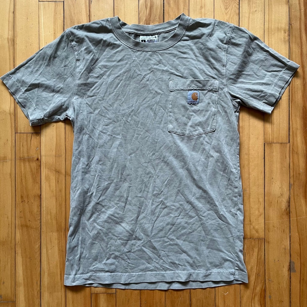 Carhartt Relaxed Fit Short Sleeve Pocket T Shirt Mens Size S Khaki Green